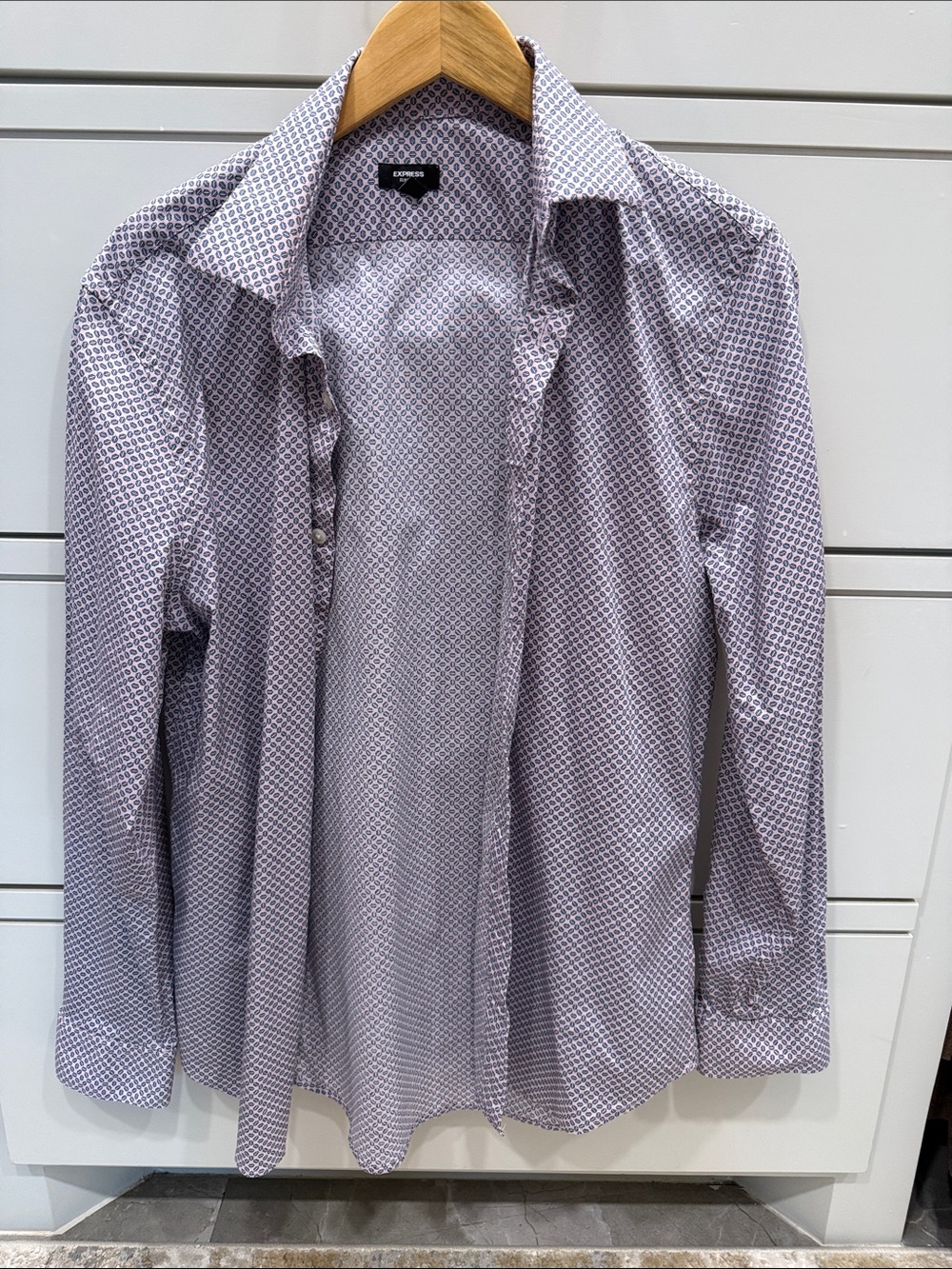 Express Men's Lavender Geometric Dress Shirt